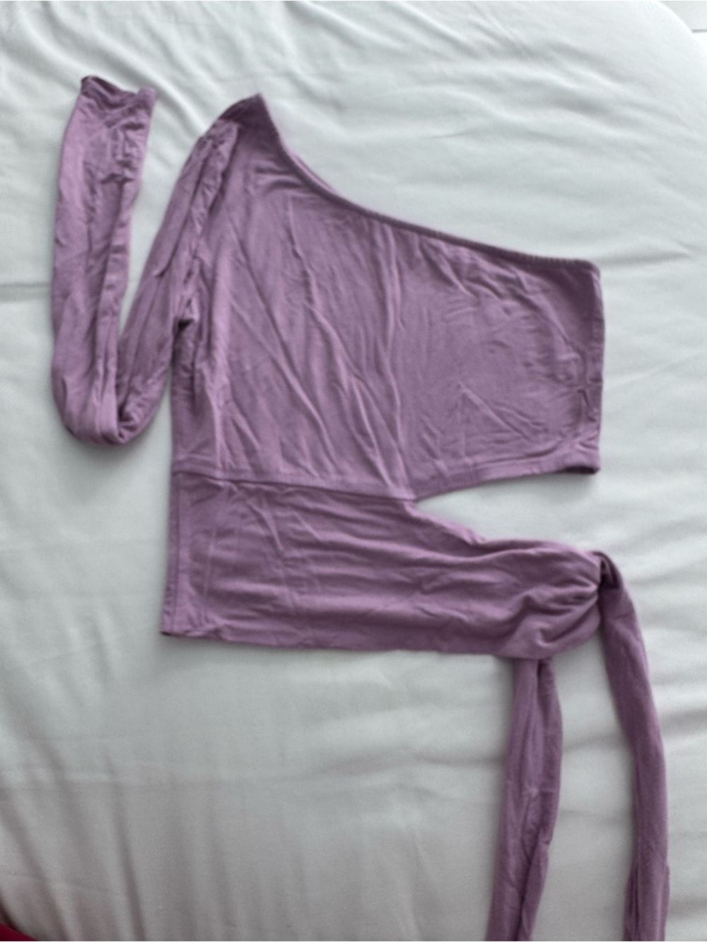 One-Shoulder Lavender Tie-Waist Women's Top